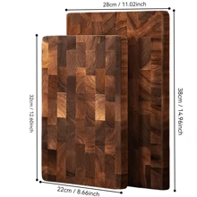 1 pieza Tabla de cortar de madera de acacia premium - Tabla de cortar sólida y duradera de madera rectangular, adecuada para carne, queso, pan y preparación de alimentos | Superficie, textura de grano natural, tabla de preparación de cocina elegante para uso doméstico y profesional, tabla de cortar de pan multifuncional - Diseño de madera natural