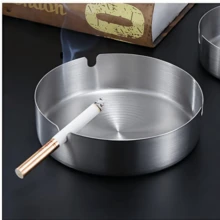 2 件胡桃木和不锈钢烟灰缸，圆形桌面带盖烟灰缸，防滑底座，防尘防风，便携，可拆卸，易于清洁，优雅的礼物，办公室和家庭的吸烟配件