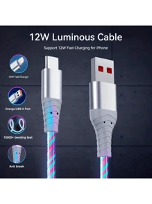 LED Glowing Fast-Charging Cable, Braided & Durable USB To Lightning, Compatible With IPhone 14/13/12/11/10 Series-Perfect For Home, Office, And Travel Use