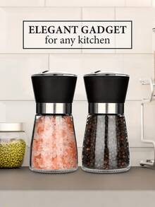 1 件可调节陶瓷芯黑胡椒研磨器和盐研磨器 - 手动香料研磨器、香料和胡椒瓶，适用于户外露营、帐篷旅行、徒步旅行、烧烤和家庭厨房 - 无绳便携式玻璃炊具，颜色随机 - 彩色 - 查看 6
