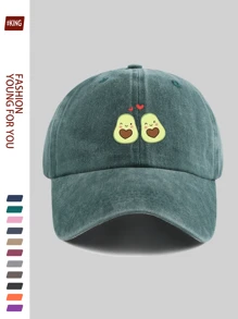 1 Coppia di cappellini da baseball regolabili con stampa di avocado, design alla moda unisex, cappelli urbani comodi e traspiranti, adatti per coppie, uso all'aperto, quotidiano, multistaigione, regalo per famiglia, amici, partner