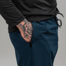 Men's Sports Jogger Pants Dryfit Tactel With Elastane Zipper Pocket Lightweight Training Gym Running - 藏蓝色 - 查看 2