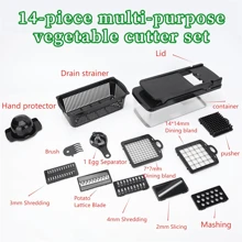 14-In-1 Vegetable Chopper With Stainless Steel Blades - Multi-Functional Onion Chopper, Mandoline Slicer, Food Chopper, Kitchen Tool Set, Essential Kitchen Utensils And Tools