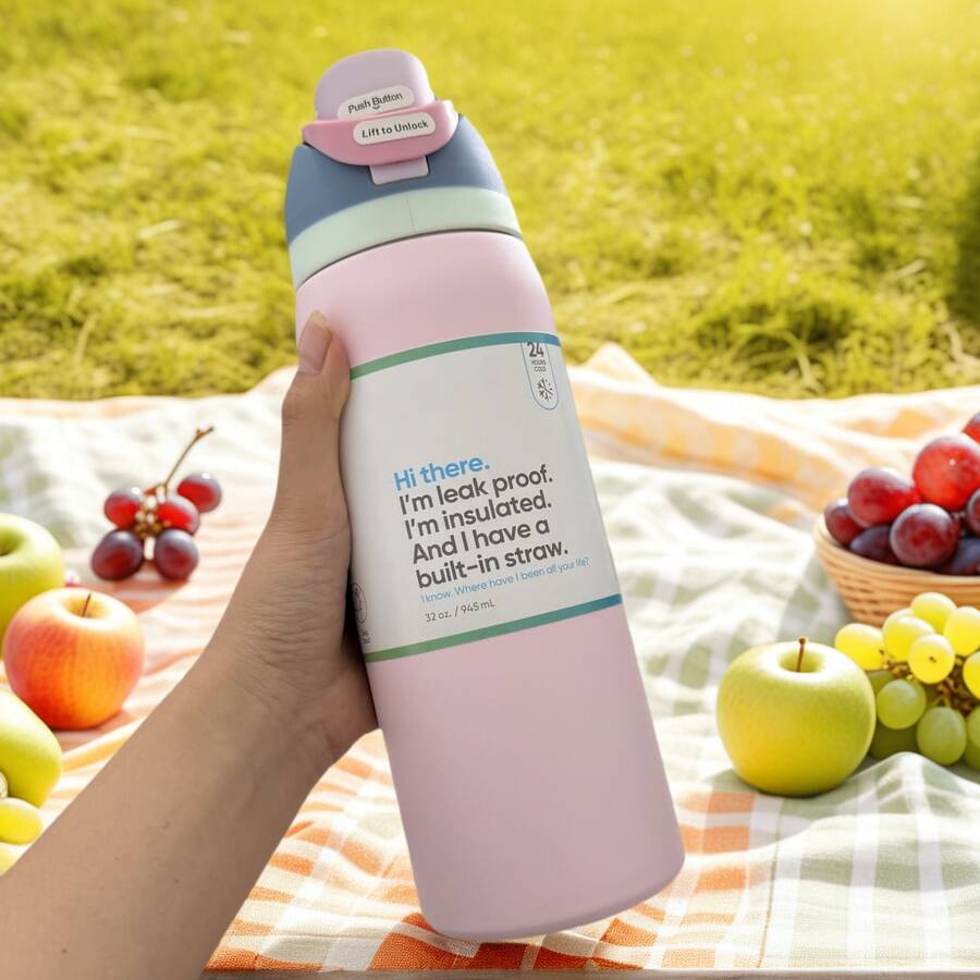 Owall'a 32oz Stainless Steel Insulated Cup, Cold Cup, Special Car Cup, Coffee Cup - 粉色 - 查看 1