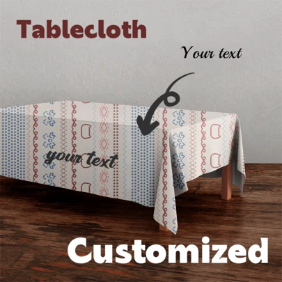 Toalha de Mesa Personalizada com Texto Personalizado, Listrada, Geométrica, Adequada para Cozinha, Jantar, Casamento, Festa, Decoração Doméstica, Adequada para Dia dos Pais, Dia das Mães, Halloween, Natal, Véspera de Natal, Dia dos Namorados, Aniversários, Aniversários Personalizados, Ação de Graças