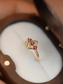 1 Stück eleganter luxuriöser 925 Sterling Silber geometrischer Ring, geeignet als Geschenk für Frauen zu Geburtstag, Feiertagen, Partys, Jahrestag