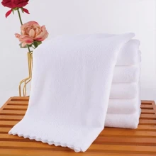 5/10pcs Simple White Face Towel, Hotel Lint-Free Towel For Bathroom, Soft Absorbent Face Towel, Bathroom Supplies For Beauty Salon Home Bathroom