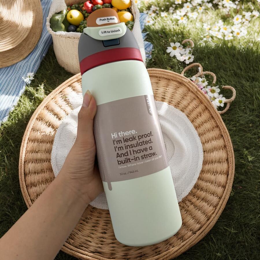 32oz Stainless Steel Insulated Cup, Cold Cup, Special Car Cup, Coffee Cup - Màu be - Xem 1