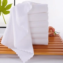 5/10pcs Simple White Face Towel, Hotel Lint-Free Towel For Bathroom, Soft Absorbent Face Towel, Bathroom Supplies For Beauty Salon Home Bathroom