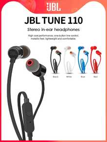 JBL Auriculares con cable T110 con interfaz de 3,5 mm para juegos de PC y llamadas de teléfonos celulares, auriculares estéreo intrauriculares - Unitalla - Ver 1