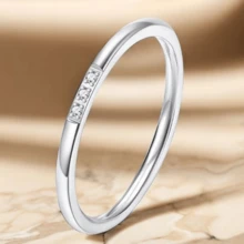 1枚極簡不銹鋼立方體&方形鋯石飾戒指,適合女性日常休閒穿著 - 銀色 - 查看 4