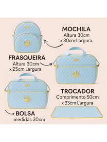 4-Piece Golden Crown Style Maternity Outing Bag Kit For Baby - 淺藍色 - 查看 3