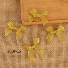 100 Peças Gravatas Borboleta de Poliéster Douradas e Prateadas, Ideais para Casamento, Chá de Panela, Decorações de Festa, Natal, Halloween, Páscoa, Ação de Graças, Embrulho de Presentes Festivos e Acessórios Têxteis Domésticos