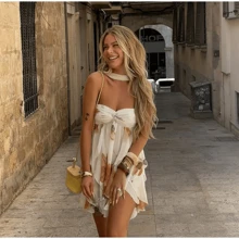 Entryyh Flower Printed Mesh Strapless Mini Dress Low Neck Sleeveless Backless Dresses Chic High Street Daily Commute 2025 Lady New Robe