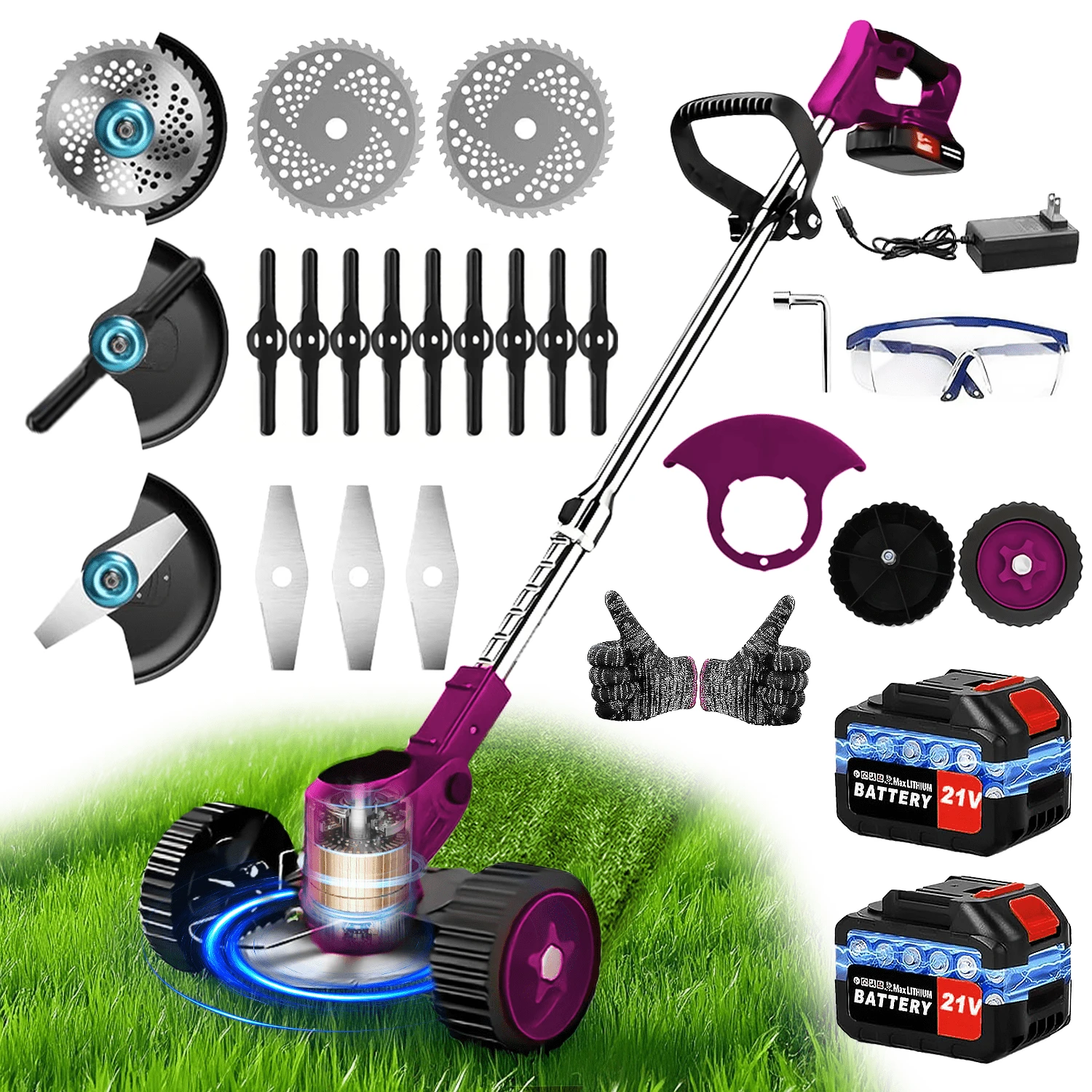 2025 Upgraded Cordless Electric Lawn Mower - 21V 2X4.0Ah Battery ...