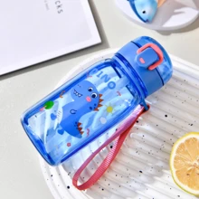 1pc 400ml Baby Dinosaur Straw Water Bottle, Safety Lock Lid, Portable Handle Cup, Drink Water Training Cup, Suitable For Daily Use