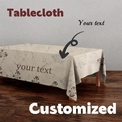 Personalized Customized Text Tablecloth, Flowers, Suitable For Kitchen Dining, Wedding, Party, Home Decoration, Suitable For Father's Day, Mother's Day, Halloween, Christmas, Christmas Eve, Valentine's Day, Birthdays, Personalized Anniversaries, Thanksgiving