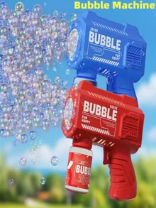 1 件升级版手持电动泡泡机，防漏大容量，家庭派对户外玩具游戏，毕业礼物 - 彩色 - 查看 2