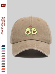 1 Coppia di cappellini da baseball regolabili con stampa di avocado, design alla moda unisex, cappelli urbani comodi e traspiranti, adatti per coppie, uso all'aperto, quotidiano, multistaigione, regalo per famiglia, amici, partner