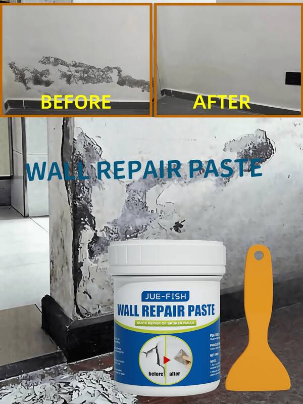 Wall Repair Paste, Cover Stains And Repair Wall Paste Wall Paint Off Moisture-Proof Wall Paint Crack Repair Agent, Matching Small Scraper Is More Convenient To Use.(New And Old Packages Are Shipped Randomly, Thank You For Your Understanding!)