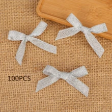 100 Peças Gravatas Borboleta de Poliéster Douradas e Prateadas, Ideais para Casamento, Chá de Panela, Decorações de Festa, Natal, Halloween, Páscoa, Ação de Graças, Embrulho de Presentes Festivos e Acessórios Têxteis Domésticos