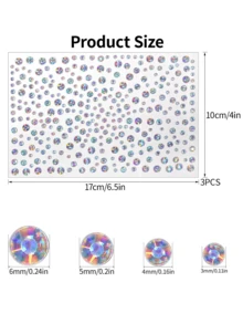 2片装3D闪亮星空水钻面部贴片，DIY音乐节派对妆容装饰，适用于头发、眼睛、面部和身体，情人节礼物套装
