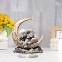 2D Crescent Moon Elephant Acrylic Desktop Decor - Elegant Blessing Symbol Suitable For Home And Office, Great For Bedroom, Cafe, Living Room, Garden And Balcony Christmas Decoration