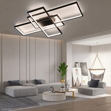 OYAJIA LED Deckenleuchte 90CM, Deckenlampe Wohnzimmer Black, 3000K-6000K Dimmbar Rechteckige Wohnzimmerlampe Aluminium Acryl Schlafzimmer Moderne Lampe Mit Fernbedienung