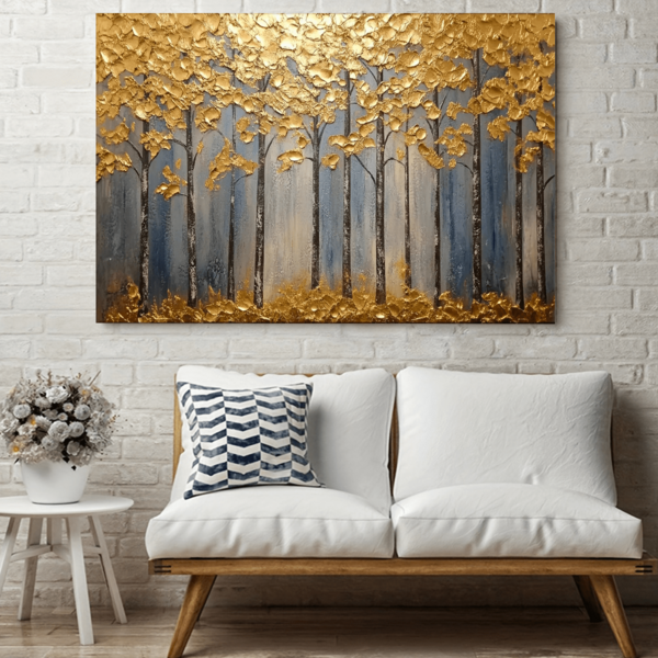 1 Stück, Ölgemälde mit Herbstwald-Motiv, dicke Textur mit goldenen Blättern, handgefertigte Kunst-Leinwand mit Herbstlandschaft, Wandkunst mit Rahmen, Wandkunst, Poster, Leinwand-Material (wahlweise mit Rahmen), für Wohnzimmer, Schlafzimmer, Büro, etc. - perfekt für Feiertage, Wandmalereien, Poster, Geburtstagsgeschenke, Abschlussgeschenke!