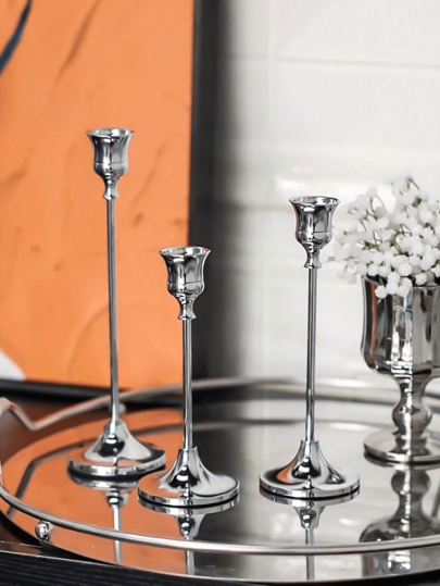 Set de portavelas de metal, portavelas de escritorio con tema de boda, adecuado para Navidad, Halloween, Pascua, Acción de Gracias, decoración del hogar y el hotel - Acabado en aceite (velas no incluidas)