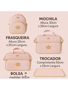 4-Piece Golden Crown Style Maternity Outing Bag Kit For Baby - 淺粉色 - 查看 3
