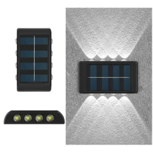 Luces solares de hasta 8 LED con sensor de luz solar, exterior impermeable, lámpara de pared moderna de estilo nórdico para iluminar el exterior de la casa, jardín, porche (Luz blanca, 1 pieza)