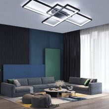 OYAJIA LED Deckenleuchte 90CM, Deckenlampe Wohnzimmer Black, 3000K-6000K Dimmbar Rechteckige Wohnzimmerlampe Aluminium Acryl Schlafzimmer Moderne Lampe Mit Fernbedienung
