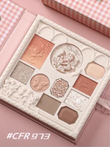 CHEERFLOR 浮雕彩妆盘，哑光闪光粉眼影盘，显色度高，持久亮泽闪光眼影，轻盈、顺滑，带镜子、荧光笔轮廓腮红粉一体式彩妆盘 - CFR973 - 查看 2