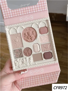 CHEERFLOR 浮雕彩妆盘，哑光闪光粉眼影盘，显色度高，持久亮泽闪光眼影，轻盈、顺滑，带镜子、荧光笔轮廓腮红粉一体式彩妆盘 - CFR972 - 查看 3