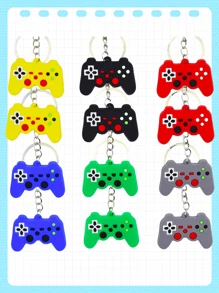 12 piezas Llavero de control de juego, regalos de fiesta con tema de juegos de colores aleatorios, relleno de regalo de cumpleaños