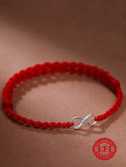 1pc High-Quality Red Lucky Bracelet, S925 Sterling Silver Mobius Infinity Symbol, Adjustable Size, Simple & Elegant, Best Gift For Family, Lover, Friends, Mother's/Father's Day, Comes In Premium Gift Box