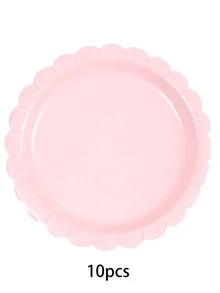 Bộ 10 chiếc đĩa giấy màu hồng, cốc và khăn ăn, đồ dùng tiệc màu hồng nhạt, bao gồm đĩa hình vỏ sò, cốc, khăn ăn, bộ đồ ăn cho tiệc mừng em bé, tiết lộ giới tính, tiệc cô dâu, tiệc cưới, tiệc sinh nhật, dã ngoại gia đình - Hồng - Xem 14