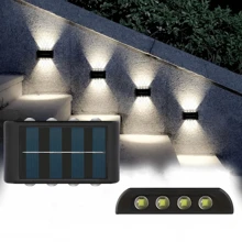 Luces solares de hasta 8 LED con sensor de luz solar, exterior impermeable, lámpara de pared moderna de estilo nórdico para iluminar el exterior de la casa, jardín, porche (Luz blanca, 1 pieza)