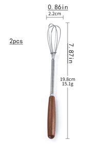 Mini Stainless Steel Whisk, Egg Beater, Small Mixer, 20cm With Wooden Handle For Stirring, Beating, Blending Ingredients, Mixing Sauces