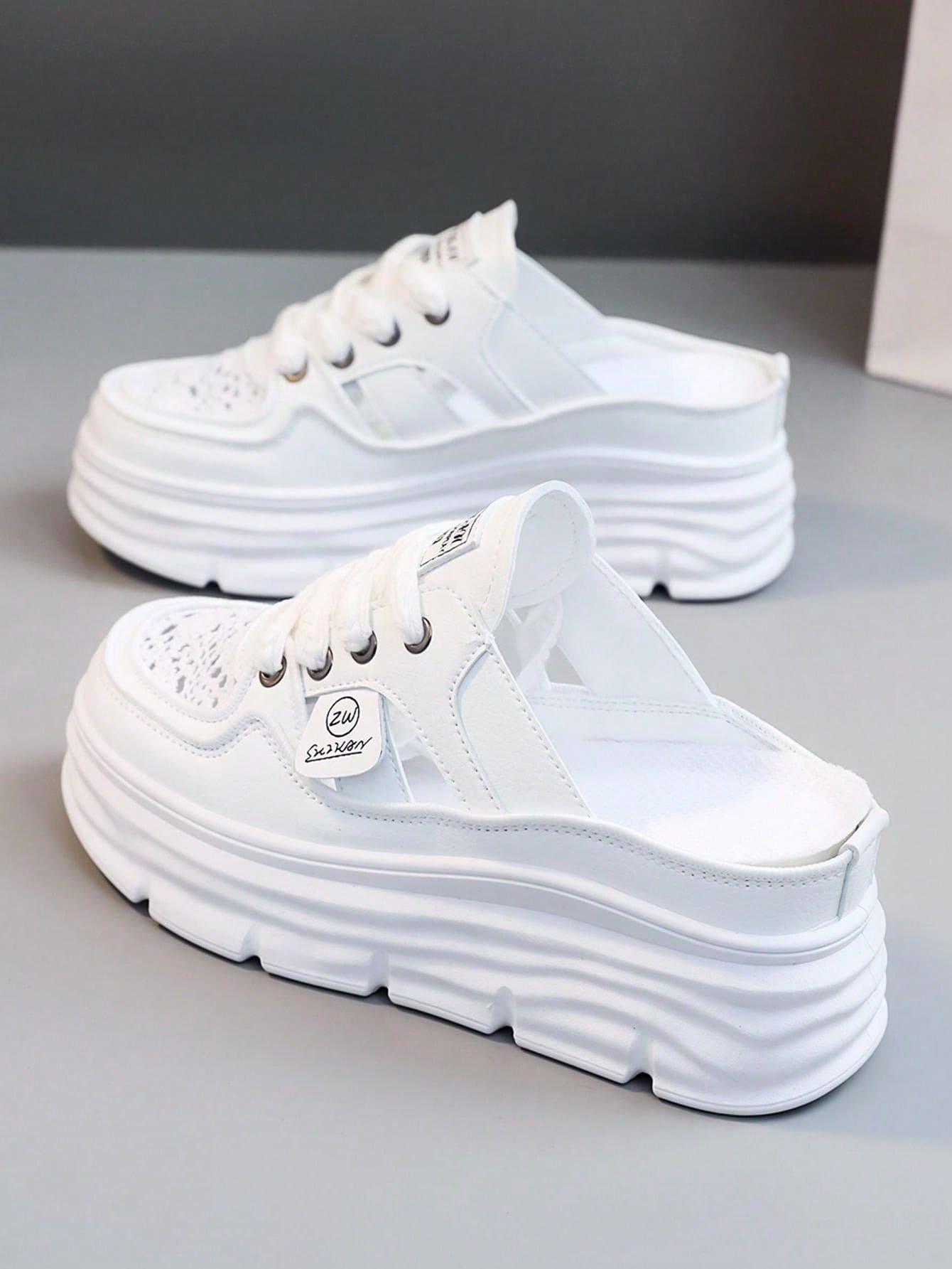 [ Thick Soled And Tall Series ] Spring Break 2025 New Women's Casual Shoes, Women's Thick Soled Shoes, White Shoes, Comfortable Sports Shoes, Height Increase By 5cm, Party Shoes, Suitable For Short Women's Sports Style