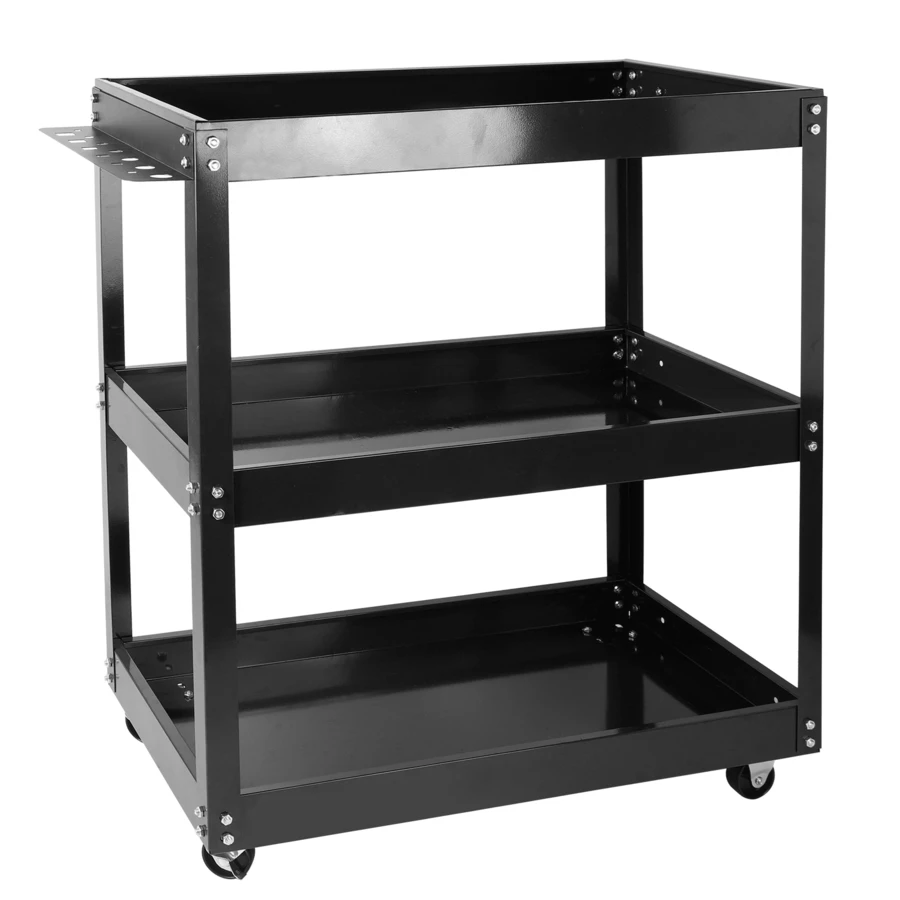 Lislark 3 Tier Tool Storage Heavy Duty Durable Garage Trolley Workshop Wheel Cart Shelf - Black - View 1