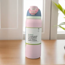 0-Walla 32oz/945ml Stainless Steel Insulated Travel Cup Double Drinking Ports Prevent Leakage, Keep Warm Or Cool, Multiple Colors Available, Energetic Hydration Without Burden, Suitable For Sports/Commuting/Daily Use - 粉色 - 查看 2