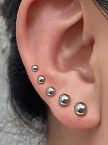 2件-10件穿孔套装-一次性无菌耳洞枪家用穿耳工具+5个银色球2mm-7mm球形平背耳钉 - 彩色 - 查看 8