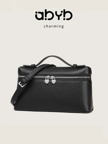 Bolso de mano/bandolera/bolso de hombro minimalista de estilo 2025, bolsa para el almuerzo con diseño de grano de lichis, bolso negro pequeño para el verano