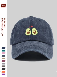 1 Coppia di cappellini da baseball regolabili con stampa di avocado, design alla moda unisex, cappelli urbani comodi e traspiranti, adatti per coppie, uso all'aperto, quotidiano, multistaigione, regalo per famiglia, amici, partner