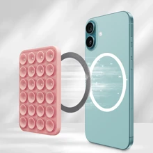 1 pieza Soporte magnético para teléfono con adhesivo, 24 piezas Ventosa súper adherente, material de silicona, adecuado para múltiples escenarios, se puede adjuntar a paredes, vidrio y otras superficies, fácil de transportar, tamaño 3,54 pulgadas x 2,36 pulgadas, se adapta a la mayoría de los teléfonos