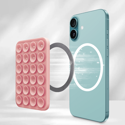 1pc Magnetic Phone Holder Sticker, 24pcs Super Suction Cup, Silicone Material, Suitable For Multiple Scenes, Can Be Attached To Walls, Glass And Other Surfaces, Easy To Carry, Size 3.54 Inch X 2.36 Inch, Fit Most Phones