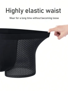 12PCS Men's Mesh Boxer Briefs | Semi-Sheer Summer Fabric | Ultra-Thin & Cooling | Soft Comfort For Daily Wear - Black - View 5