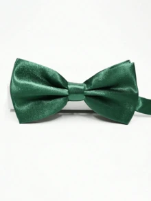 男士纯色领结，经典商务风格，百搭时尚，适合婚礼、庆典和正式场合。 - 墨綠色 - 查看 3